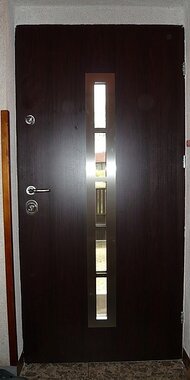 Vchodové dveře do domu se světlíkem v dekoru antracit